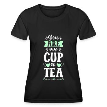 Tee Tasse Grüner Tee Teesorten - Frauen Funktions-T-Shirt - Schwarz - Vorne - AI Model Female 172 light (172cm)