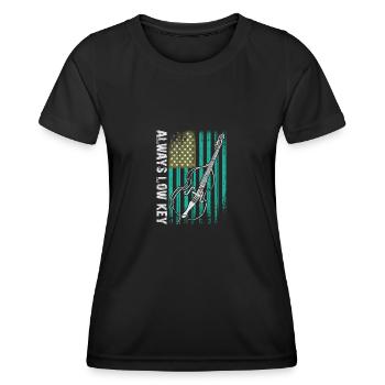 Plus de contrebasse basse avec drapeau américain - T-shirt sport Femme - noir - Devant - AI Model Female 172 light (172cm)