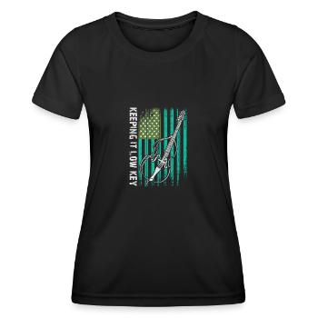 More Bass Double Bass with American Flag - Women's Functional T-Shirt - black - Front - AI Model Female 172 light (172cm)