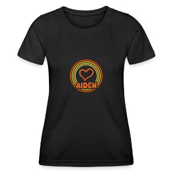 Name Aiden - Frauen Funktions-T-Shirt - Schwarz - Vorne - AI Model Female 172 light (172cm)