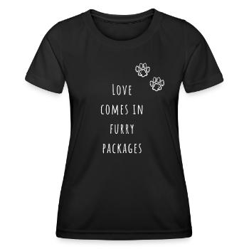 Liebe kommt in Wut-Paketen - Frauen Funktions-T-Shirt - Schwarz - Vorne - AI Model Female 172 light (172cm)