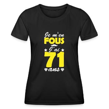 j ai 71 ans / cadeau anniversaire 71 ans - T-shirt sport Femme - noir - Devant - AI Model Female 172 light (172cm)