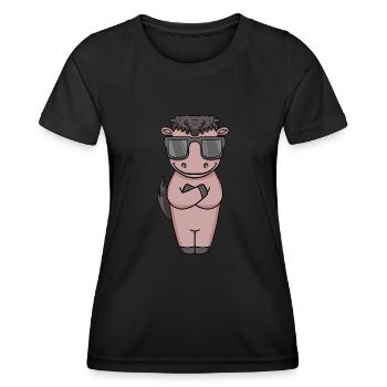 Pferd mit Sonnenbrille - Frauen Funktions-T-Shirt - Schwarz - Vorne - AI Model Female 172 light (172cm)