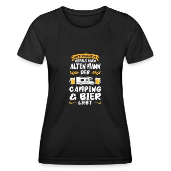 Campen Bier Camper Geschenk - Frauen Funktions-T-Shirt - Schwarz - Vorne - AI Model Female 172 light (172cm)