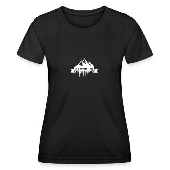 C’EST L’HEURE DE LA POUDREUSE - Ski Snowboard Freeride - T-shirt sport Femme - noir - Devant - AI Model Female 172 light (172cm)
