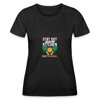 Stay Out Of The Kitchen Play Pickleball - Frauen Funktions-T-Shirt - Schwarz - Vorne - AI Model Female 172 light (172cm)
