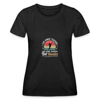 Professeur de claquettes comme les autres professeurs mais plus fort - T-shirt sport Femme - noir - Devant - AI Model Female 172 light (172cm)