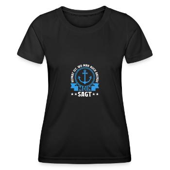 Heimat ist wo man auch Abends Moin sagt - Frauen Funktions-T-Shirt - Schwarz - Vorne - AI Model Female 172 light (172cm)