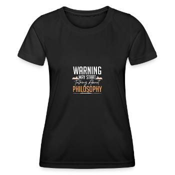 Warning May Start Talking About Philosophy Men - Women's Functional T-Shirt - black - Front - AI Model Female 172 light (172cm)