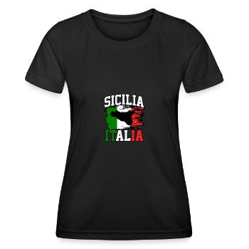 Sicilia Italia Italian flag Italy - Women's Functional T-Shirt - black - Front - AI Model Female 172 light (172cm)