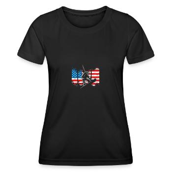 Snowboarding USA Grunge pour snowboarders hommes - T-shirt sport Femme - noir - Devant - AI Model Female 172 light (172cm)