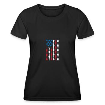 Bowling Amerikanische Flagge Bowlingsport - Frauen Funktions-T-Shirt - Schwarz - Vorne - AI Model Female 172 light (172cm)