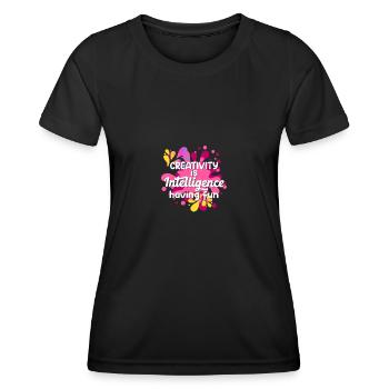 Creativity Is Intelligence Having Fun für Männer - Frauen Funktions-T-Shirt - Schwarz - Vorne - AI Model Female 172 light (172cm)
