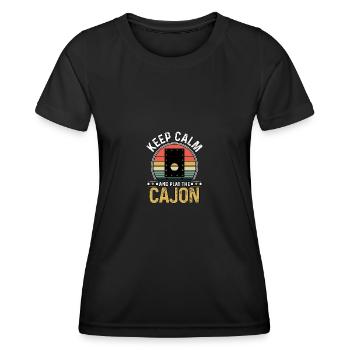 Gardez votre calme et jouez au cajon kachon - T-shirt sport Femme - noir - Devant - AI Model Female 172 light (172cm)