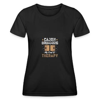 Cajon Tambour Mon Genre De Thérapie Kachon - T-shirt sport Femme - noir - Devant - AI Model Female 172 light (172cm)