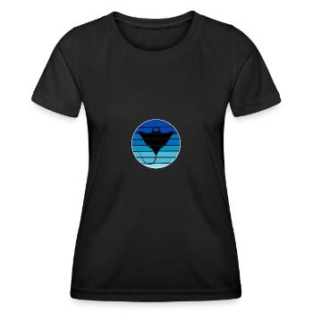 Stachelrochen Manta Blau Sonnenuntergang Ozean - Frauen Funktions-T-Shirt - Schwarz - Vorne - AI Model Female 172 light (172cm)