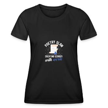 Créer des échos avec Words Writer - T-shirt sport Femme - noir - Devant - AI Model Female 172 light (172cm)