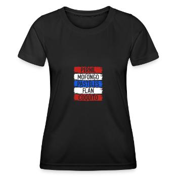 Pernil Mofongo Cuisine portoricaine - T-shirt sport Femme - noir - Devant - AI Model Female 172 light (172cm)