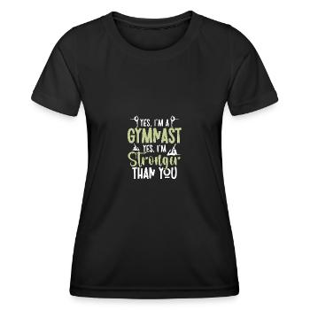 Oui, je suis une gymnaste Oui, je suis plus forte en gymnastique - T-shirt sport Femme - noir - Devant - AI Model Female 172 light (172cm)
