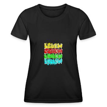 leben lieben etc weiss - Frauen Funktions-T-Shirt - Schwarz - Vorne - AI Model Female 172 light (172cm)