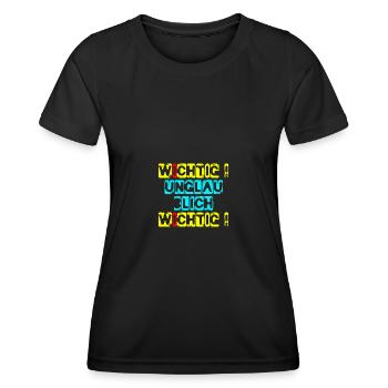 wichtig unglaublich wichtig schablone gelb - Frauen Funktions-T-Shirt - Schwarz - Vorne - AI Model Female 172 light (172cm)