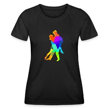 Tango Danse Danse Couple Arc-en-ciel Couleurs Polygone - T-shirt sport Femme - noir - Devant - AI Model Female 172 light (172cm)