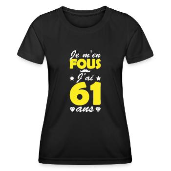 j ai 61 ans / cadeau anniversaire 61 ans - T-shirt sport Femme - noir - Devant - AI Model Female 172 light (172cm)