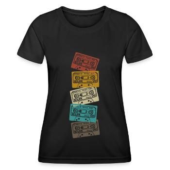Vintage Cassette Mixtape Retro Audiocassette Audio - Women's Functional T-Shirt - black - Front - AI Model Female 172 light (172cm)