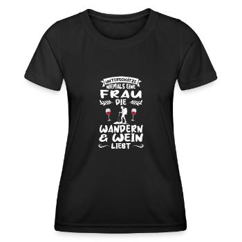 Wandern Wein Berg Geschenk - Frauen Funktions-T-Shirt - Schwarz - Vorne - AI Model Female 172 light (172cm)