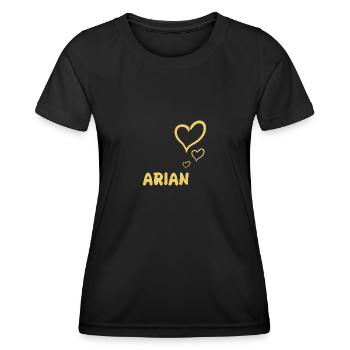 First name Arian - Women's Functional T-Shirt - black - Front - AI Model Female 172 light (172cm)