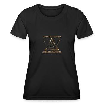 Junggesellenabschied - letzter Tag in Freiheit - Frauen Funktions-T-Shirt - Schwarz - Vorne - AI Model Female 172 light (172cm)