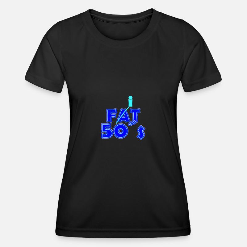 fat 50s blue white - Women's Functional T-Shirt - black