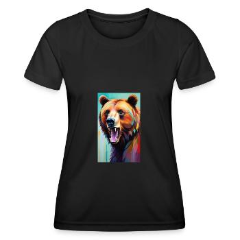 Bear | Brown Bear | Grizzly Bear | Animals - Women's Functional T-Shirt - black - Front - AI Model Female 172 light (172cm)