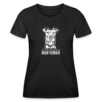 La vie des terriers irlandais est meilleure Chiens Chiens Wilsigns - T-shirt sport Femme - noir - Devant - AI Model Female 172 light (172cm)