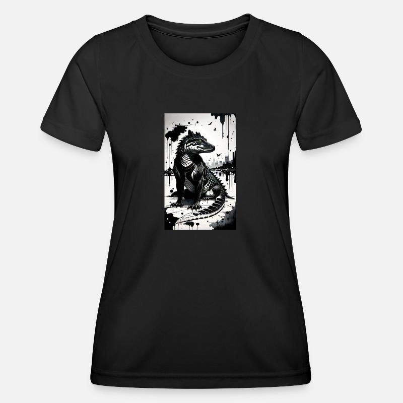 Crocodile Art - Women's Functional T-Shirt - black