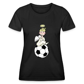 Fußball-WM-Fan-Engel - Frauen Funktions-T-Shirt - Schwarz - Vorne - AI Model Female 172 light (172cm)