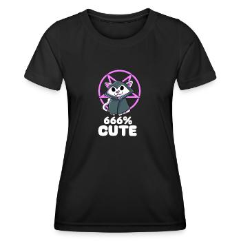 666 % Cute Satan Katze Hexe Pentagramm Gothic - Frauen Funktions-T-Shirt - Schwarz - Vorne - AI Model Female 172 light (172cm)