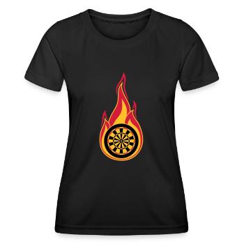 fire target burn flames hot association log - Women's Functional T-Shirt - black - Front - AI Model Female 172 light (172cm)