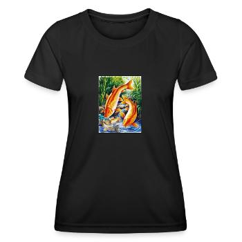 Karpfen - Frauen Funktions-T-Shirt - Schwarz - Vorne - AI Model Female 172 light (172cm)