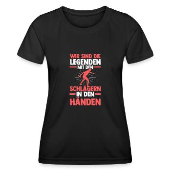 Tischtennis Sport Tischtennisball Geschenk - Frauen Funktions-T-Shirt - Schwarz - Vorne - AI Model Female 172 light (172cm)