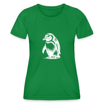 Listiger cleverer Kinder Pinguin Tattoo Style - Frauen Funktions-T-Shirt - Kelly Green - Vorne - AI Model Female 172 dark (172cm)