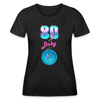 80er Jahre Baby Yoyo Cooles Retro Kostüm Achtziger Jahre - Frauen Funktions-T-Shirt - Schwarz - Vorne - AI Model Female 172 light (172cm)