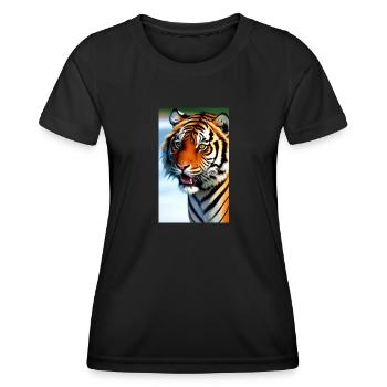 Tiger | Animal | Predator | Roar | King | Asia - Women's Functional T-Shirt - black - Front - AI Model Female 172 light (172cm)