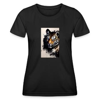 Tigre | Animal | Prédateur | Rugissement | Roi | Asie - T-shirt sport Femme - noir - Devant - AI Model Female 172 light (172cm)