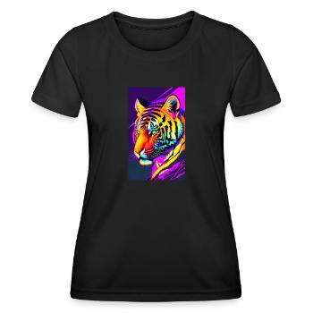 Tiger | Animal | Predator | Roar | King | Asia - Women's Functional T-Shirt - black - Front - AI Model Female 172 light (172cm)