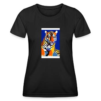 Tigre | Animal | Prédateur | Rugissement | Roi | Asie - T-shirt sport Femme - noir - Devant - AI Model Female 172 light (172cm)