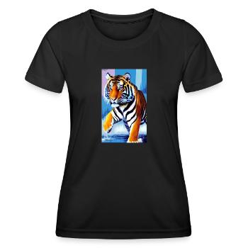 Tiger | Animal | Predator | Roar | King | Asia - Women's Functional T-Shirt - black - Front - AI Model Female 172 light (172cm)