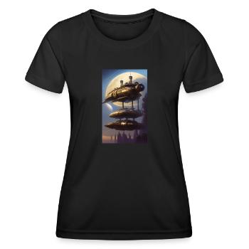 Alien | UFO | Raumschiff | UAP | außerirdische - Frauen Funktions-T-Shirt - Schwarz - Vorne - AI Model Female 172 light (172cm)