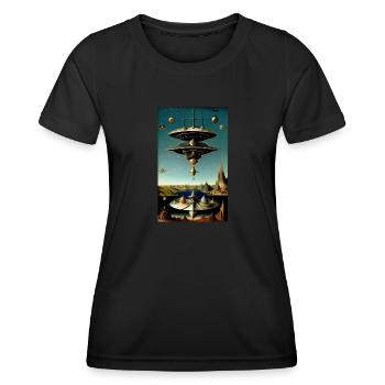 Alien | UFO | Raumschiff | UAP | außerirdische - Frauen Funktions-T-Shirt - Schwarz - Vorne - AI Model Female 172 light (172cm)