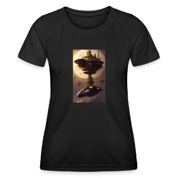 Alien | UFO | Raumschiff | UAP | außerirdische - Frauen Funktions-T-Shirt - Schwarz - Vorne - AI Model Female 172 light (172cm)